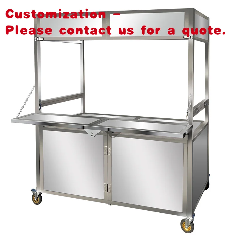 custom.Commercial Portable Collapsible Foldable Street Snack Grocery Food Serving Vending Cart With Wheels