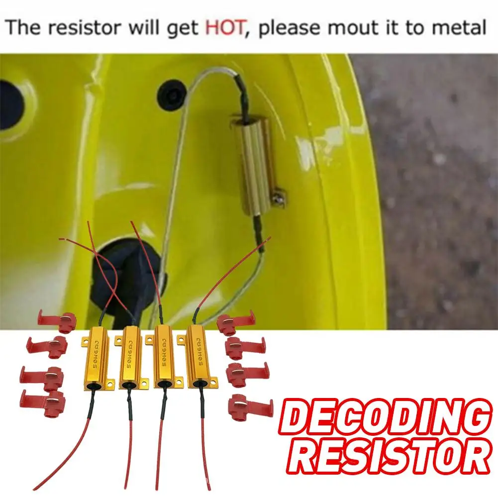 

2/4pcs LED Indicator Ballast Load Resistor Flash Rate Relay Bulbs Load 6 50W Ohm Signal Turn Resistor Z7G4