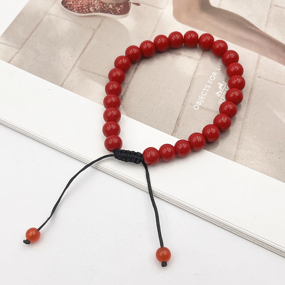 Game Konig Cosplay Agate Bracelet Red Beads Pendant Bangles Unisex Hand Chain Jewelry Accessories Props