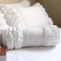 White Throw Pillow Cushion Decorative Pillow European Candy Cushion Princess Ruffle Lace Lumbar Cute Pillow Sofa Hand Rests