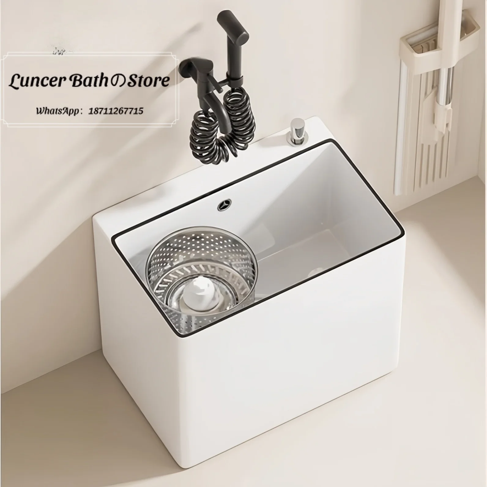 Dual-drive extraction integrated floor-standing tile cleaning mop basin for household balcony floor mop bucket