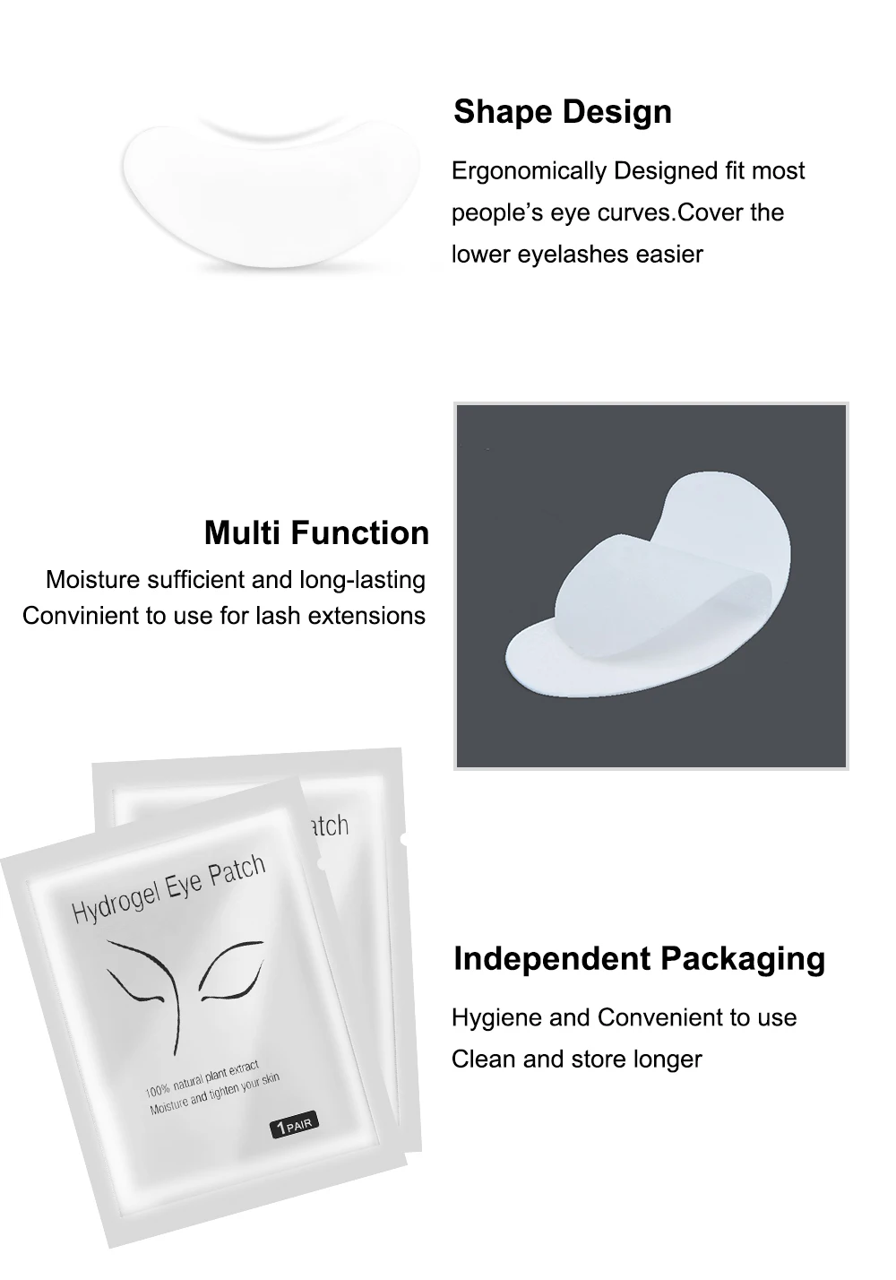 50 Paar Wimpernverlängerungs-Patches, Hydrogel-Patches, Gel-Pad, Make-up, Wimpernlift-Werkzeuge, unter den Augenklappen, Pads für Wimpernverlängerung – Detail 2