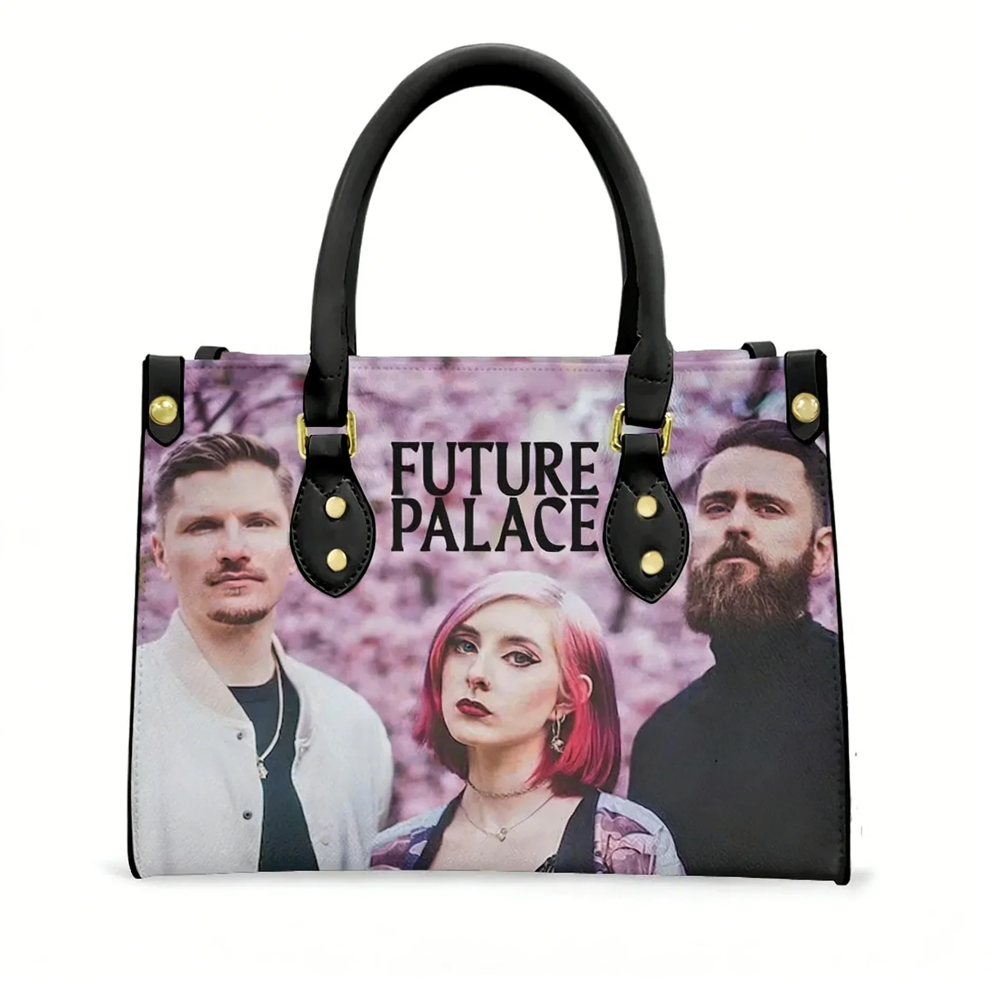

Future Palace Rock Band Tote Bag Purse Womens Mens Personalized Text Image PU Leather Handbag Business Shopping Gift Bags