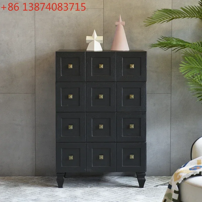 Retro Entrance Cabinet French Creative Locker Nordic Black Storage Cabinet