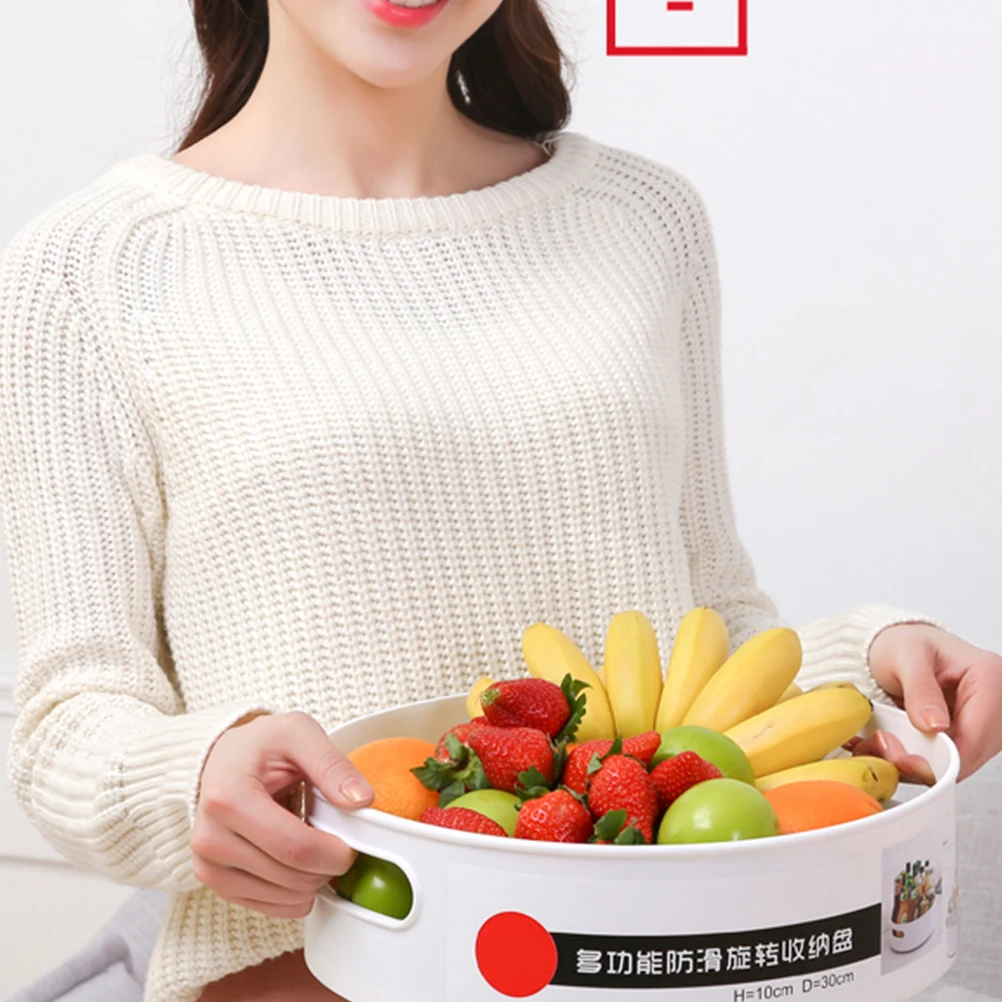 

Rotate Desktop Rotary Tray Fruit Storage Container Cruets Storage Box for Sundries Kitchen Table (Grey Small Size)