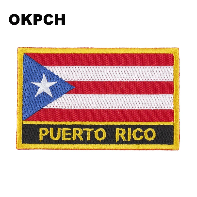 Puerto Rico Flag Embroidery Patches Iron on Saw on Transfer patches Sewing Applications for Clothes in Home&Garden