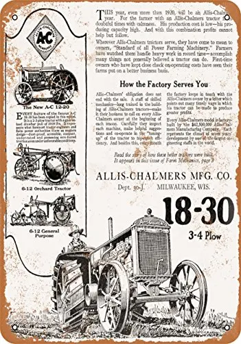 Metal Sign - 1921 Allis-Chalmers Farm Tractors - Vintage Look Wall Decor for Cafe Bar Pub Home Beer Decoration Crafts