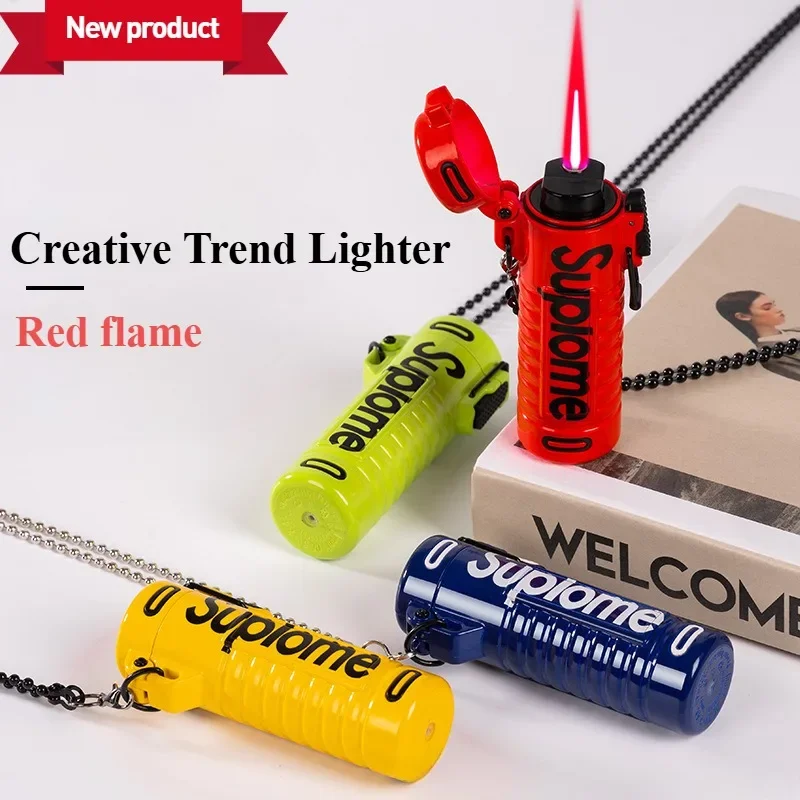 

Fashion Chain Gas Lighter Outdoor Waterproof Windproof High Flame Smoking Accessories and Metal Butane Torch Cigarette Lighters