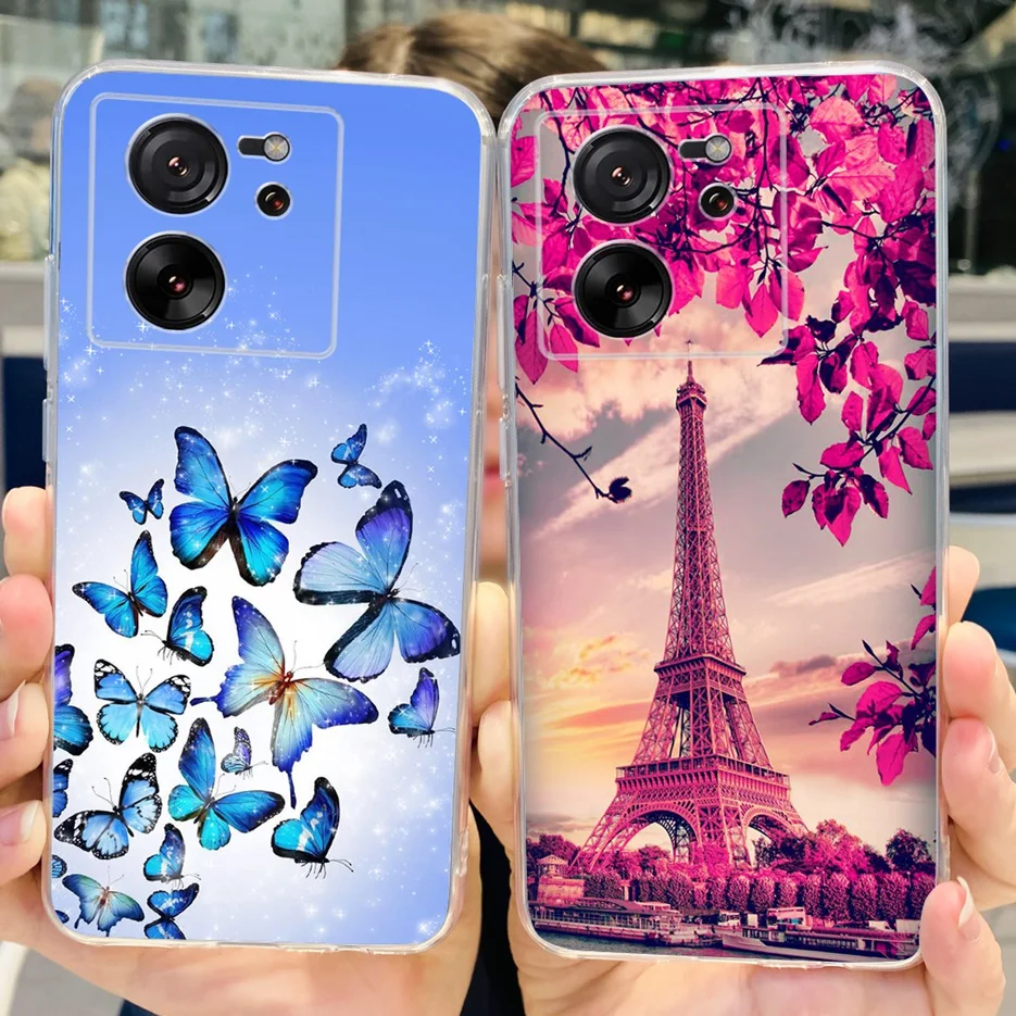 For Xiaomi 13T Pro Case Cute Cat Butterfly Painted Back Cover Soft Silicone Phone Case For Xiaomi Mi 13T Pro Mi13T 13TPro Fundas