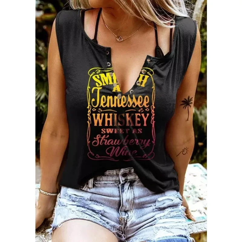 Canwedance موضة تي شيرت المرأة المطبوعة أكمام تانك القمم الخامس الرقبة المتضخم القمصان القطن محبوك تي شيرت #3