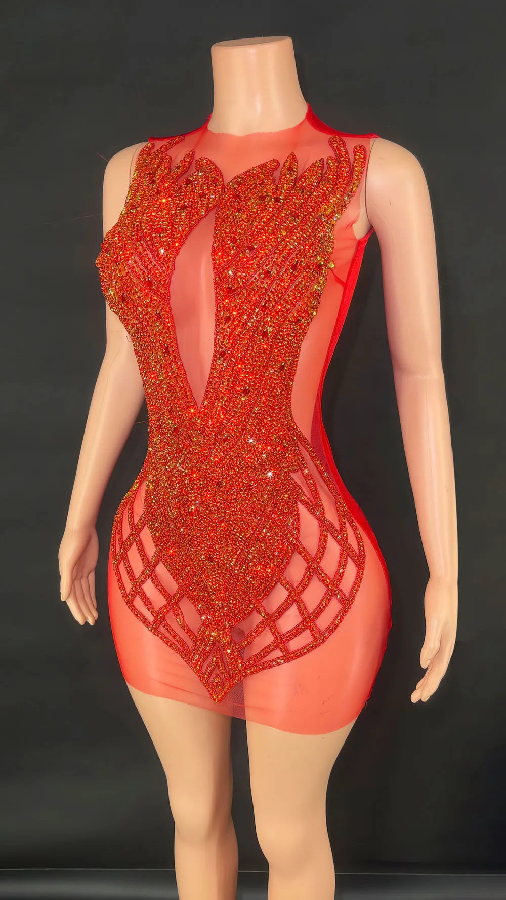 Vestido ajustado de lentejuelas de manga corta, malla de encaje transparente, alta elasticidad, personalizado, Sexy, fiesta, actuación en escenario