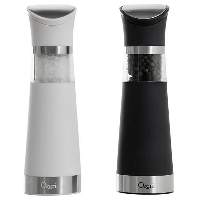

Ozeri Gravity Pro Electric Salt and Pepper Grinder Set, BPA-Free, Black and White