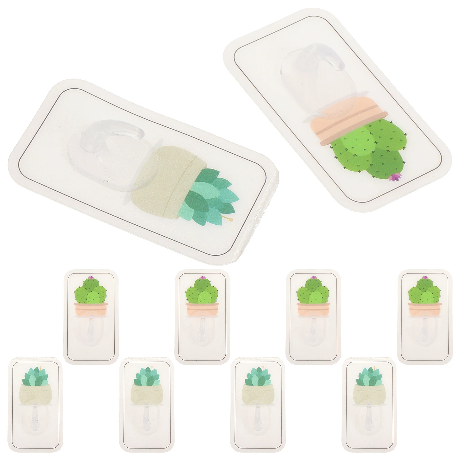 

10 Pcs Cactus Wall Hooks Adhesive Punch Hanging Holder Rustproof Decorative Plant Design Strong For Keys