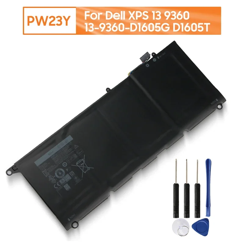 Replacement Battery PW23Y For Dell XPS 13 9360 13-9360-D1605G D1605T D1705 0RNP72 0TP1GT RNP72 TP1GT 60Wh