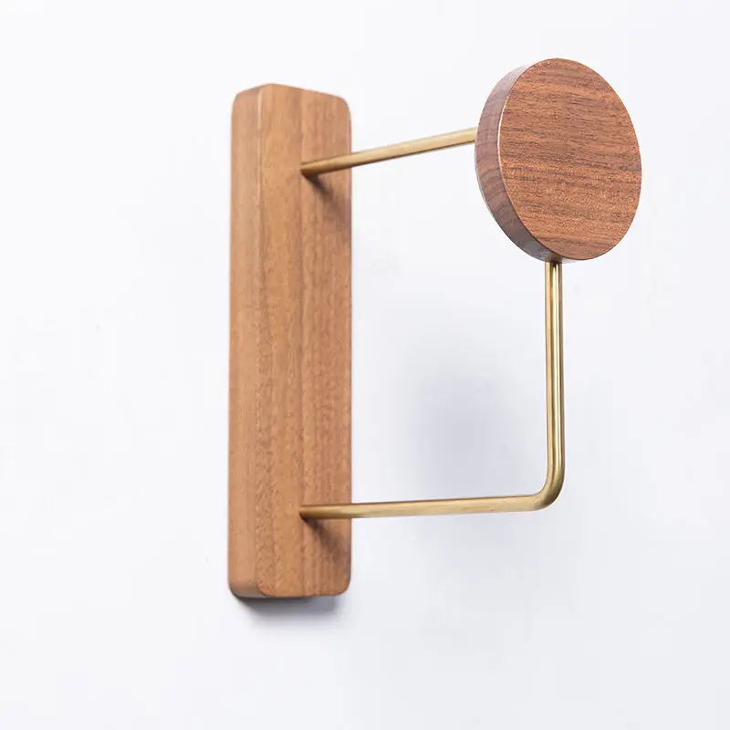 Quality Solid Wooden Clothes Hanger Bedroom Furniture Wall Hanging Corner Storage Brass Metal House Coat Rack Wardrobe Organizer