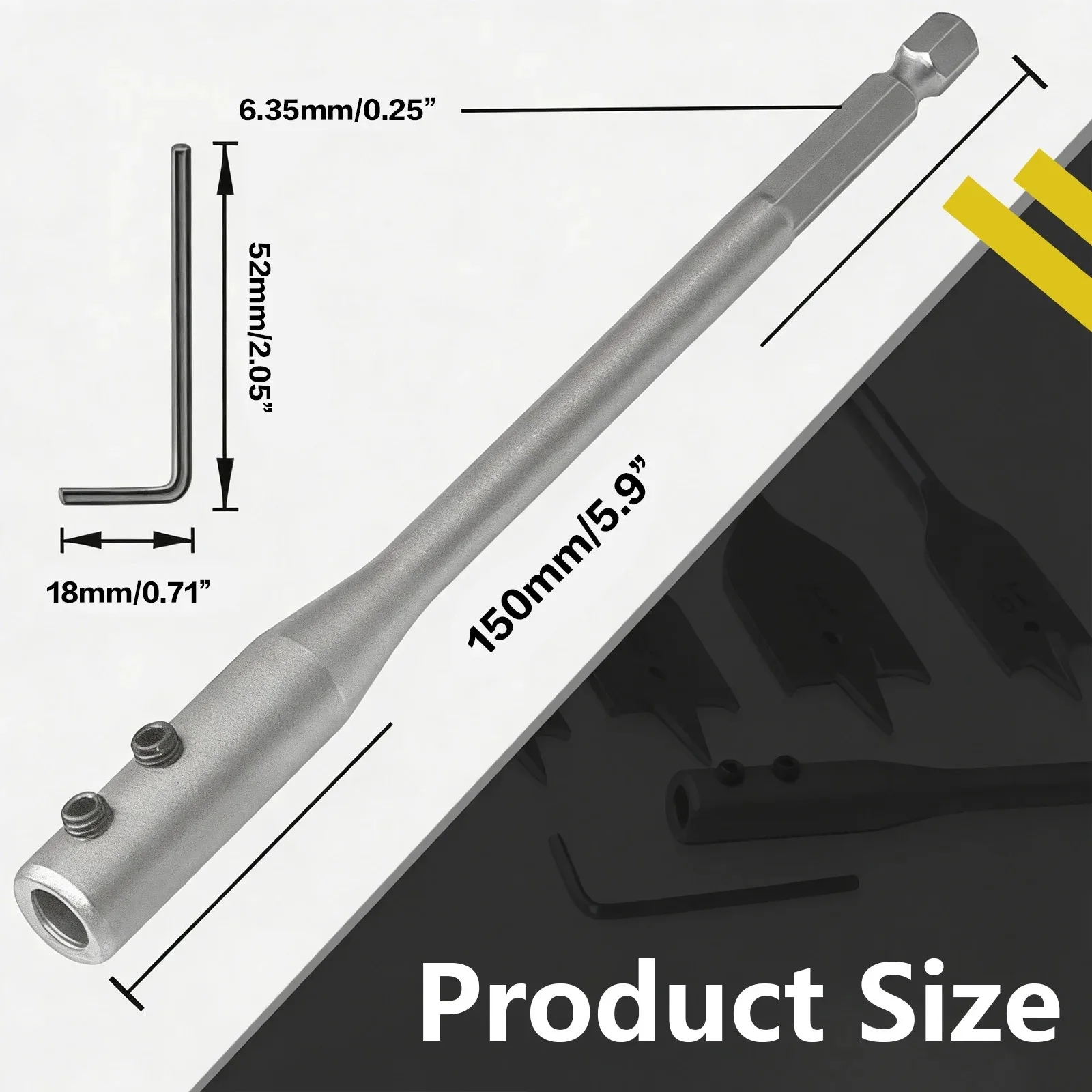 6-Inch High Carbon Steel Drill Bit Extension, 1/4