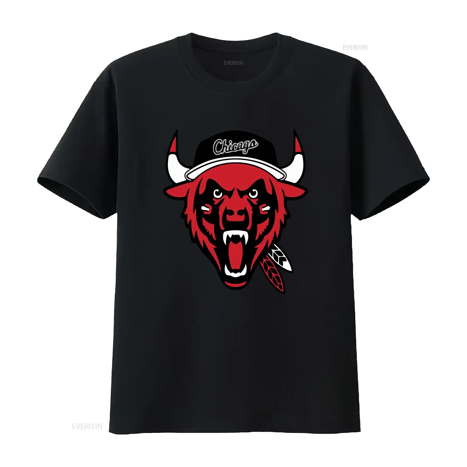 Chicago Sports Logos Mashup T Shirt vintage Washed homme Stretched Breathable fashion Stylish Slightly Versatile