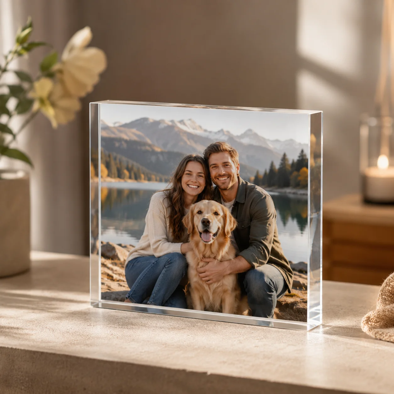 1PC Custom Acrylic Photo Block Personalized Picture Display Gift for Mom Family Friends Birthday Wedding Anniversary