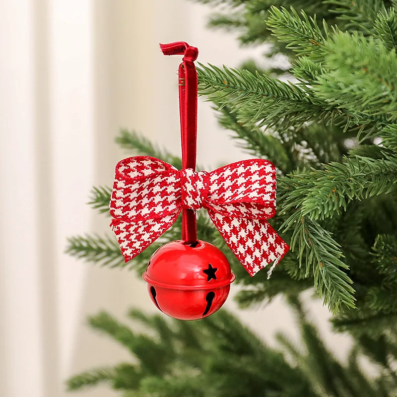

Christmas Tree Decoration Door Hanging Christmas Red Velvet Bow Bell Pendant Room Decor