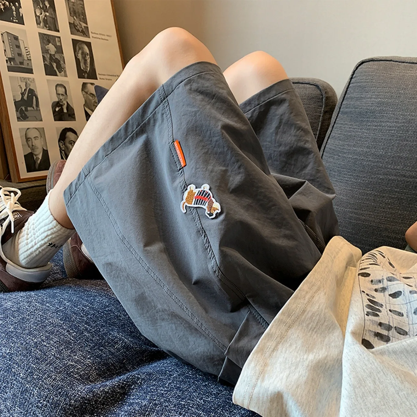 

Loose Straight Leg Dopane orts for Men Summer Beach Casual Sports Qui Dry Five-Quarter Pants Teenage Youth Active Sle