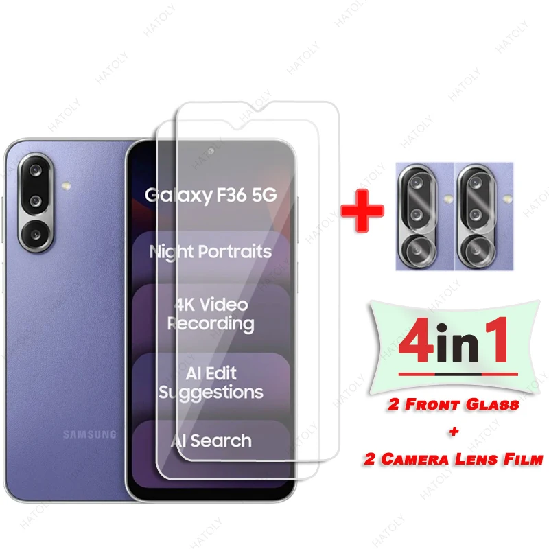

For Samsung Galaxy F36 Glass Screen Protector For Samsung F36 5G Tempered Glass HD Clear Protective Film Camera Lens Protector