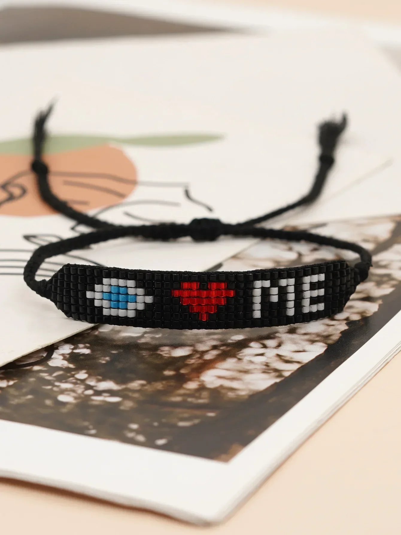 

ZGMXR Rice bead bracelet Originality Heart Devil's eye Design Hand knitting Bohemia Adjustable Fashion Female Beaded bracelet