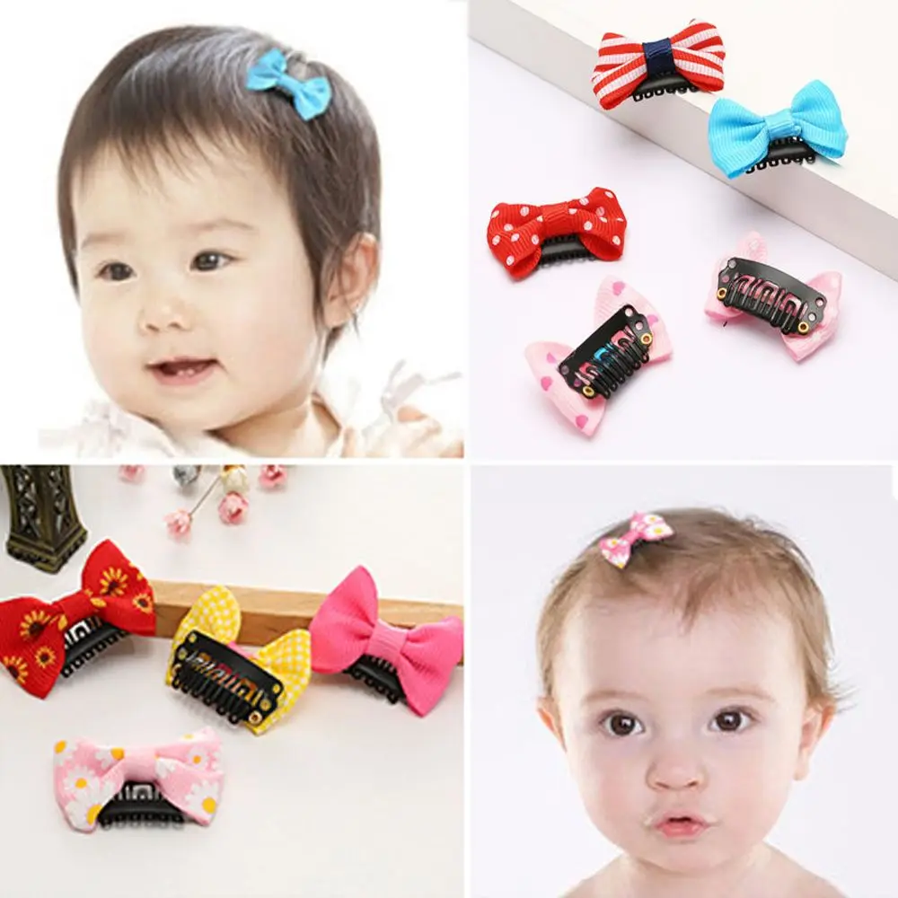 10PCS Safety Infant Hair Accessories Newborn Mini Hair Clip Headwear Baby Hairpin Bow