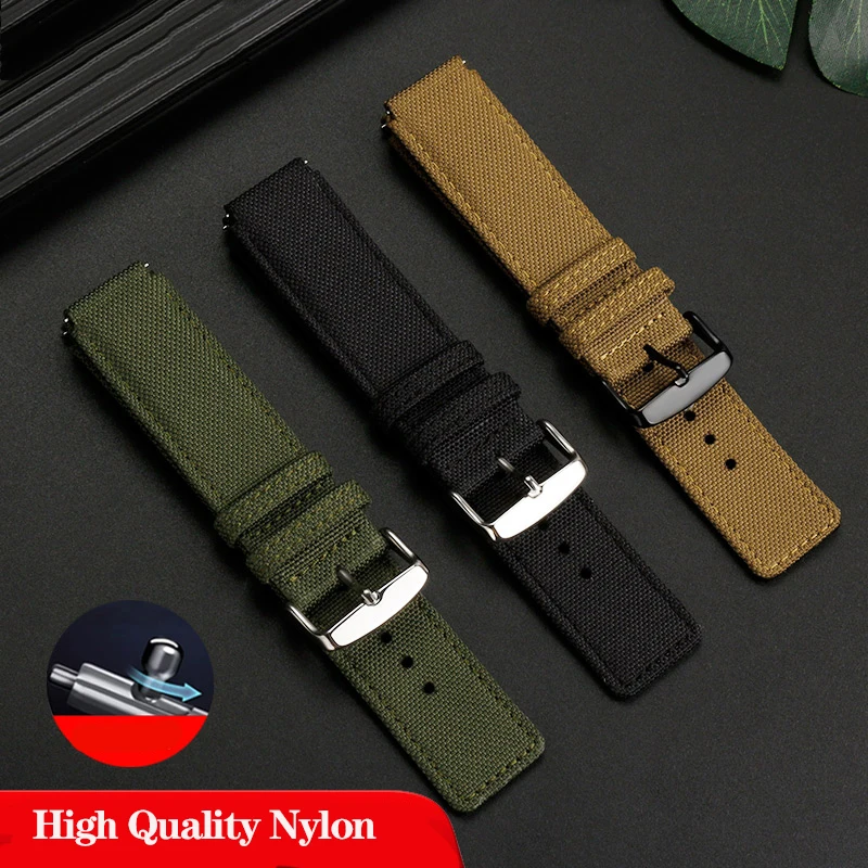 20mm Quick Release Nylon Layer Leather Bottom Watch Strap for Casio MWA-100HD-1A EF-552D EF-552 MWD-100H Raised Canvas Watchband