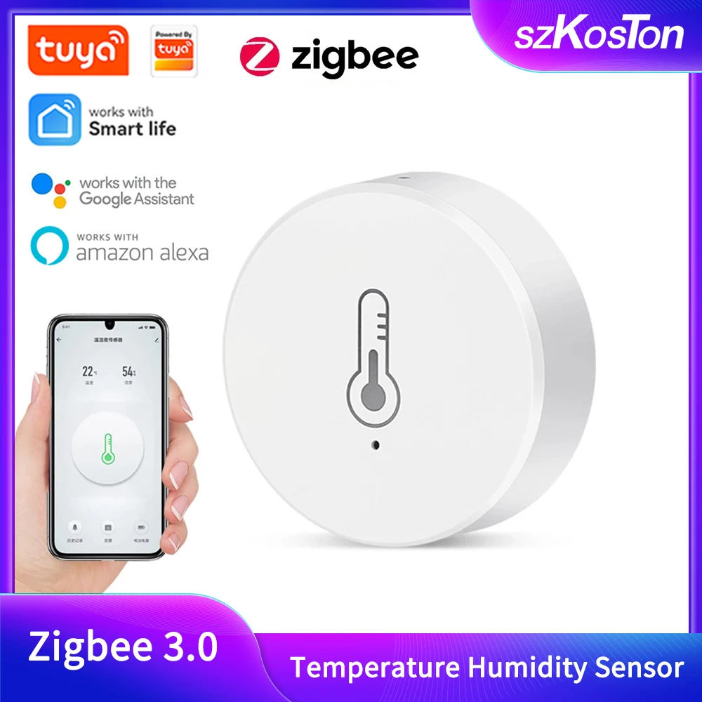 

Tuya Zigbee Smart Temperature and Humidity Sensor for Smart Home APP Remote Monitor Work with Alexa Google Assistant Smartlife