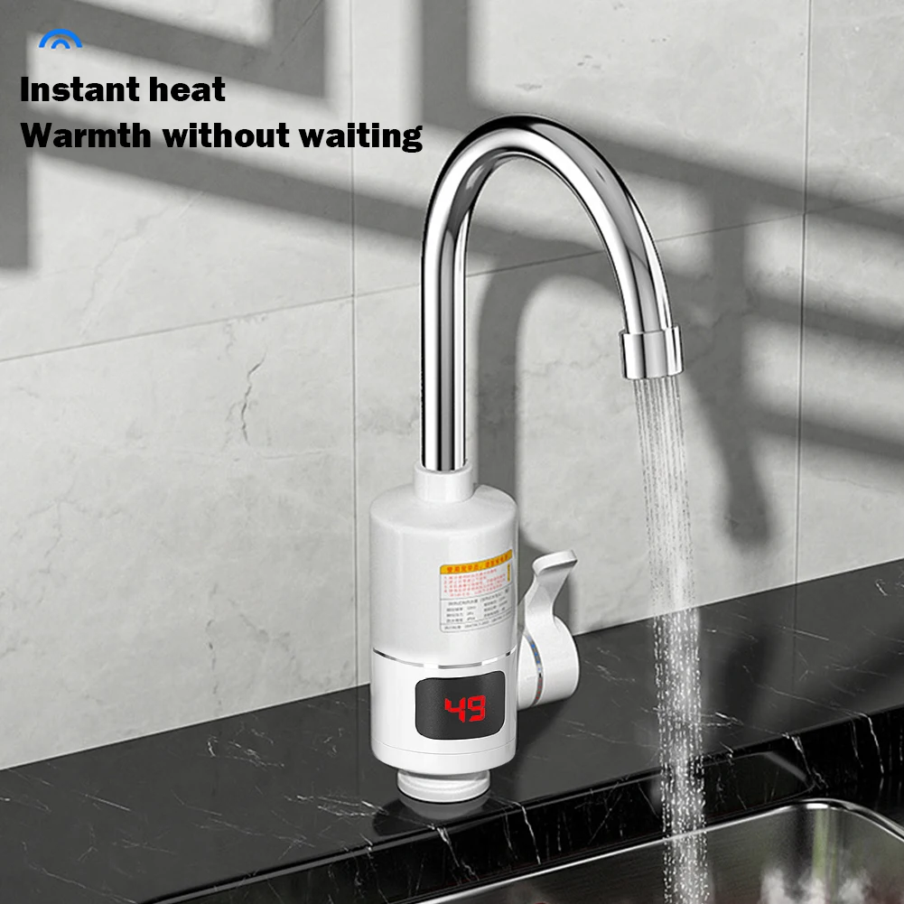 

Electric Instant Heating Water Faucet Heater 360 Degree Rotation Tankless Instantaneous Water Heater Waterproof Kitchen Supplies