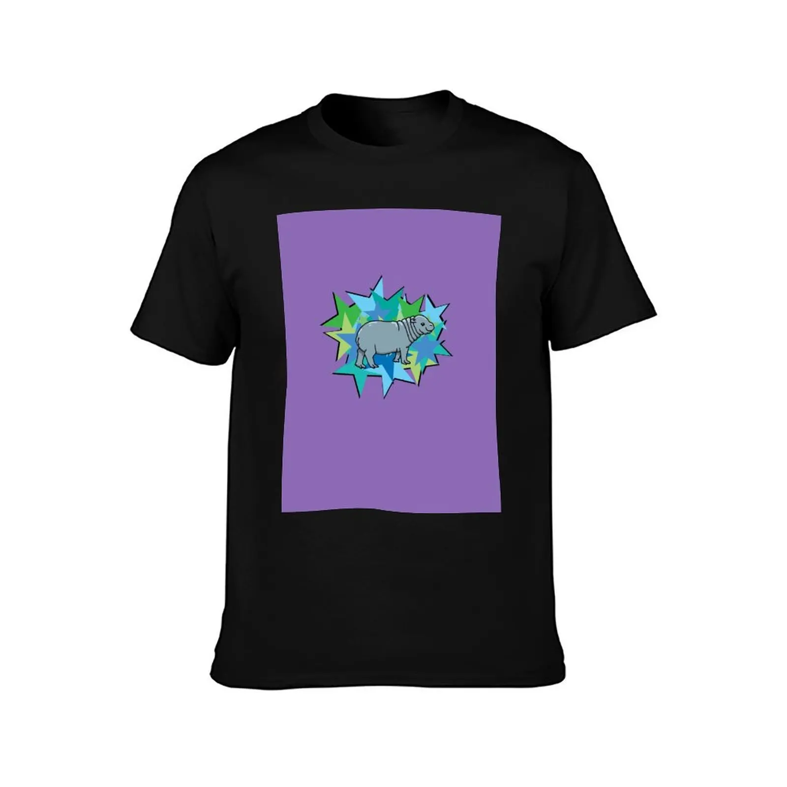 Retro pop pygmy hippo calf T-Shirt Long Lasting Casual T-Shirt