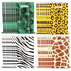 10-50szt Jungle Safari Party Torby na prezenty Leopard, Zebra, Deer, Palm Leaf Printed Handbag for Jungle Animal Birthday Party Decoration