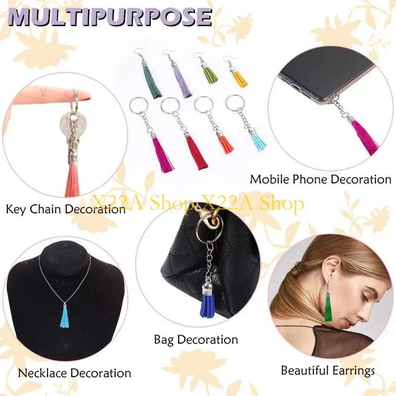 

Уникальный набор из 288 брелок для изготовления серег с кисточками, 48 шт., кожаные кисточки для ювелирных изделий