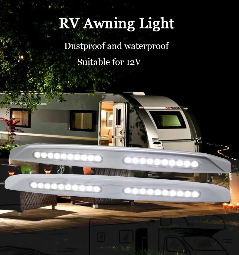 20 LED RV Awning Light Camper Trailer Marine van Exterior 12V Waterproof Camping Lamp No Radiation caravan accessories