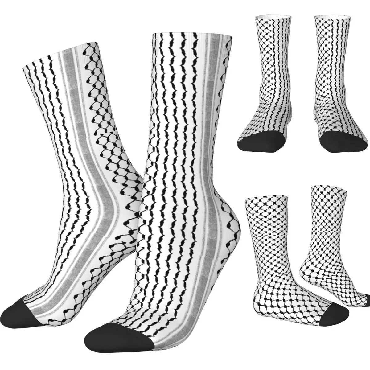 Hip-hop Palestinian Hatta Kufiya Basketball Socks Palestine Arabic Traditional Keffiyeh Design Long Socks for Unisex Breathable