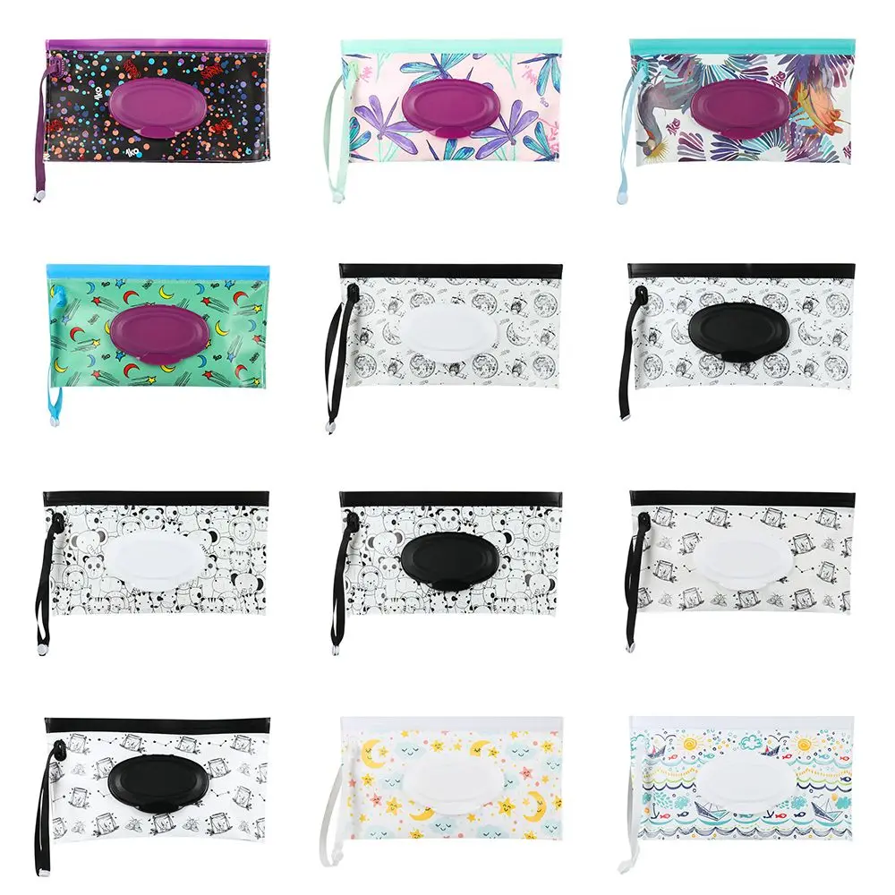 Outdoor Cute Flip Cover  Product Portable Snap-Strap Cosmetic Pouch Stroller Accessories Tissue Box Wet Wipes Bag