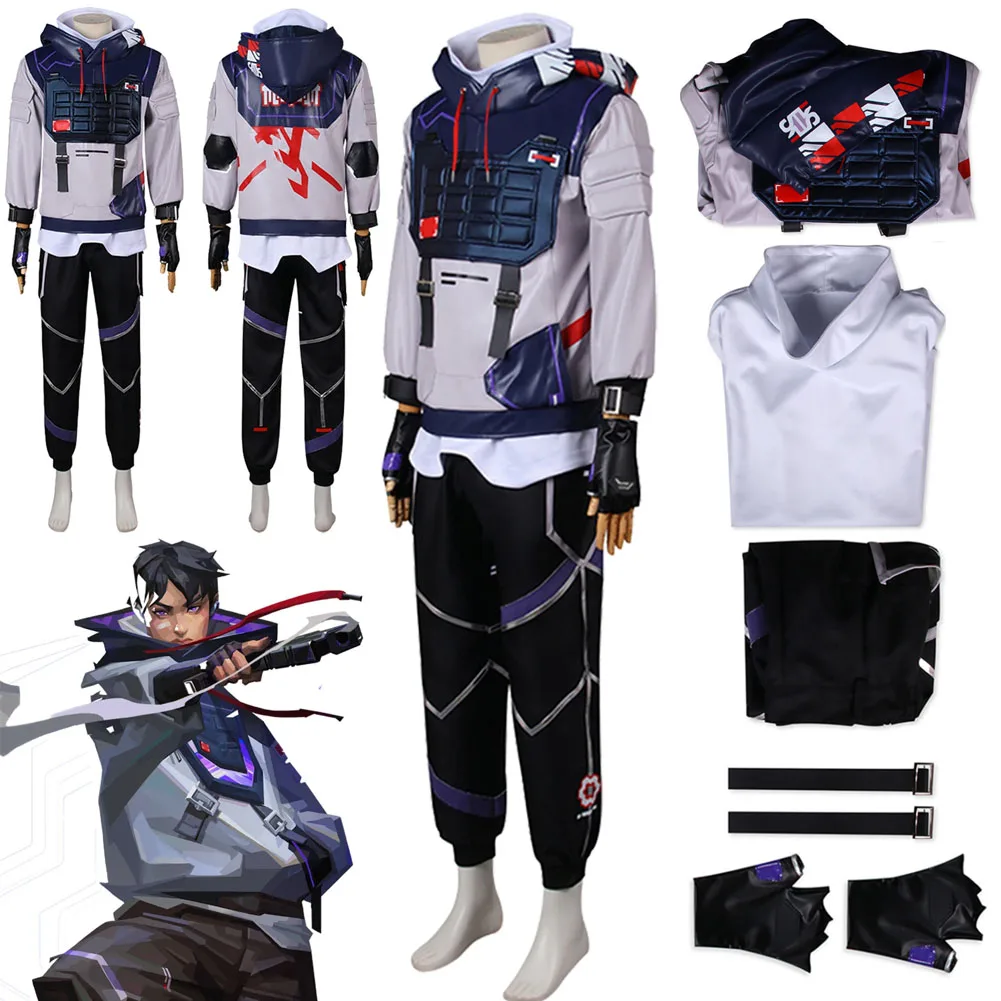 ISO Cosplay Valorant Costume Disguise Adult Men Uniform Set Jacket Pants ISO Roleplay Fantasia Outfit Halloween Carnival Suit