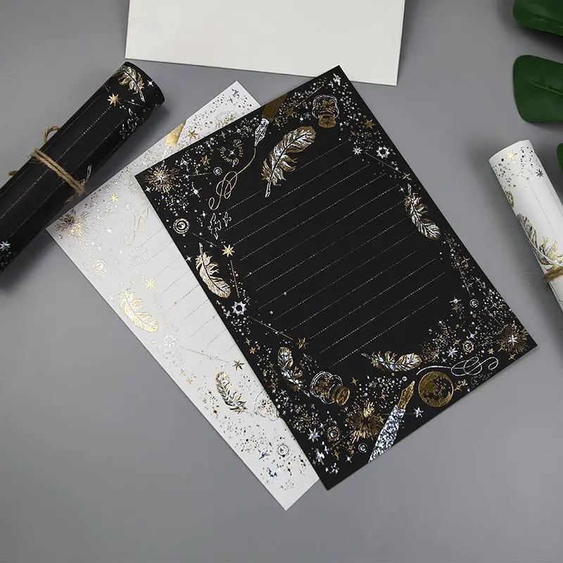 Black White Bronzing Paper Envelopes Letter Writing Pads Wedding Party Invitation Card Cover Gift Packaging Korean Stationery