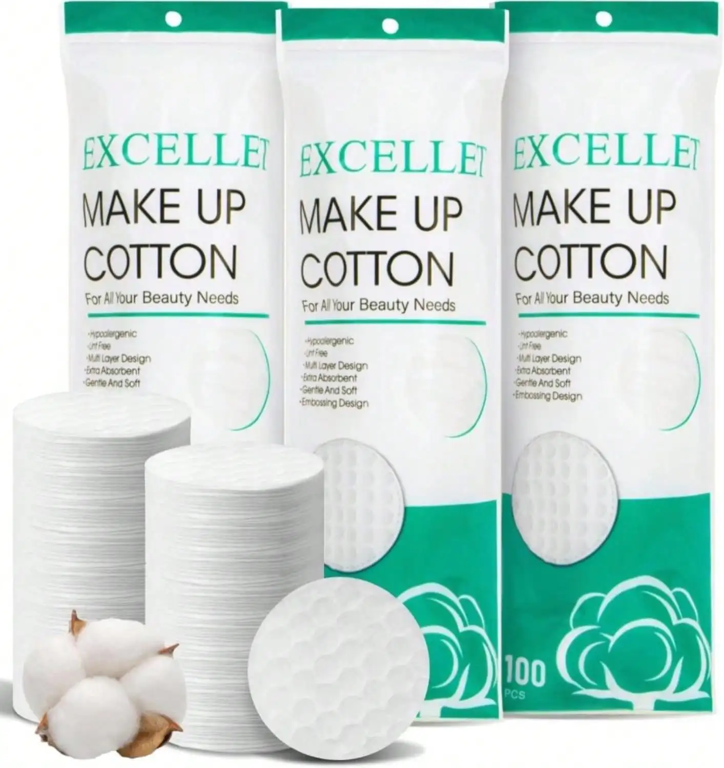 300PCS Cotton Rounds Bulk U2013 Soft Lint Free Cotton Pads For Face, High Absorbency Makeup Remover Pads For Facial Cleansing, Toner, Nail Polish Removal, Daily Beauty &Amp; Personal Care