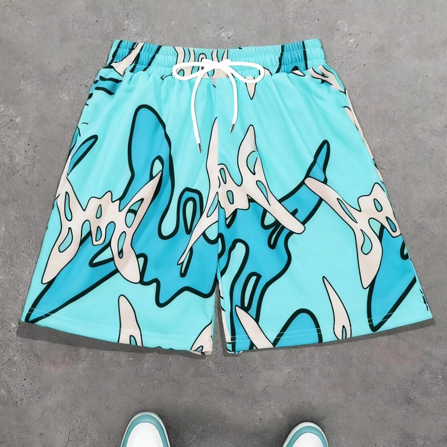 

2026 New Neon Abstract Graffiti Camo Beach Shorts Men's Quick Drying Shorts Are Suitable for Daily