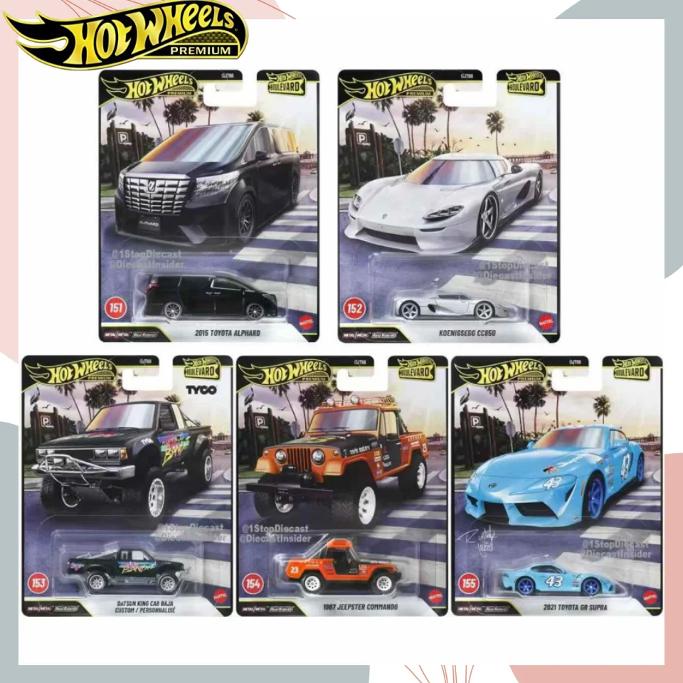 

Hot Wheels GJT68 Boulevard Premium Series Toyota Gr Supra Darsun King Cab Toyota Alphard Jeepster Commando Koenigsegg Car Model