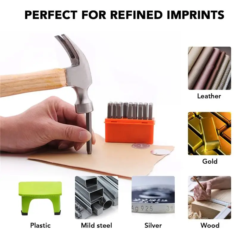 【COUPON!】{0}37 Pcs Number and Letter Metal Stamp Set, 6MM (1/4 Inch) Metal Punch Stamp Kit DIY Arts and Crafts Supplies