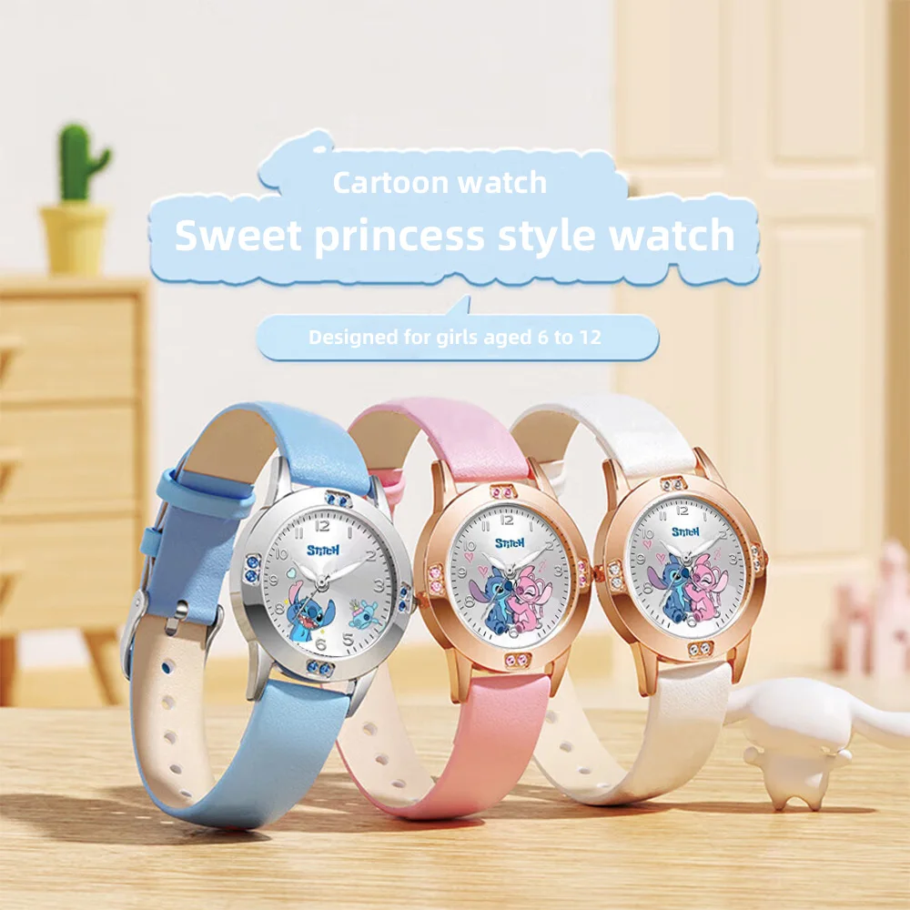 Lindo reloj de punto de dibujos animados Lilo & Stitch Kawaii reloj de cuarzo de silicona periféricos de animé reloj decorativo para niños regalos para niños Juguetes
