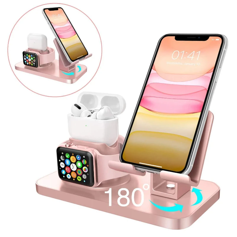 

Lazy Multi Functional Three in One Desktop Plastic Watch Charging Stand Suitable Mobile Phones Watches Headphones Universalstand