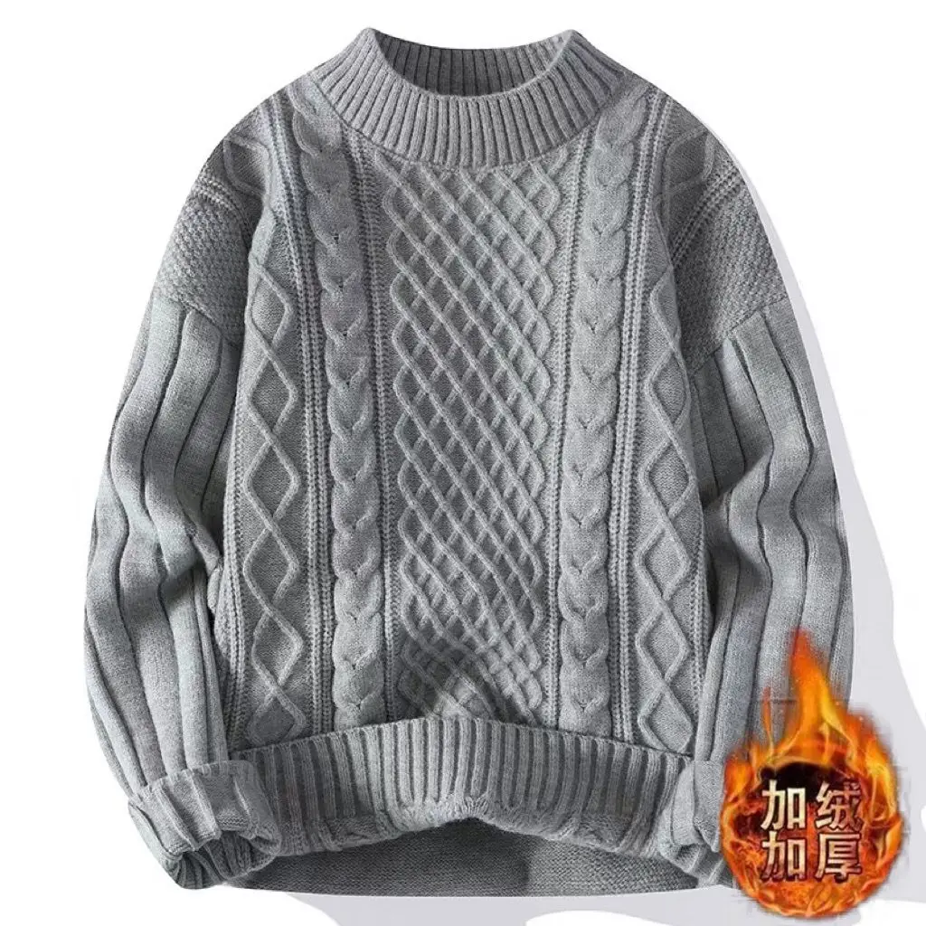 

2023 Men's Sweater, Teenagers' High-end Round Neck, Winter Warmth, New Thickened Base Sweater, Fashion Lovers, Homestay Students