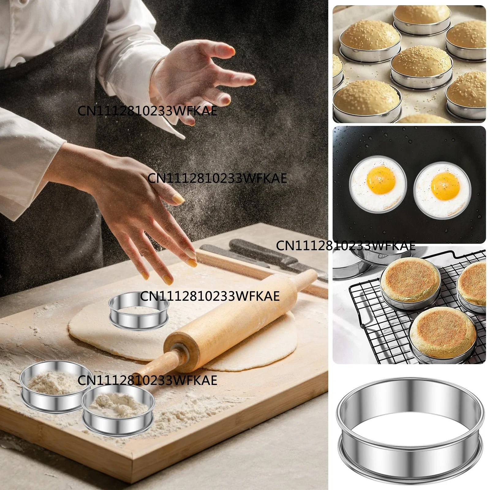 12Pcs Crumpet Rings Muffin Rings Stainless Steel Nonstick Round Molds for Cake Cookie Cooking Baking Kitchen Tools 8/10CM