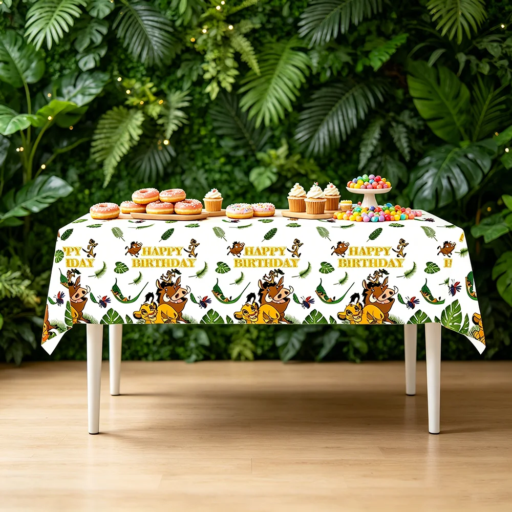 1/3pcs Lion King Simba Pumbaa Timon Jungle Printed Disposable Tablecloth Waterproof 108x180cm Safari Birthday Party Decorations view 6