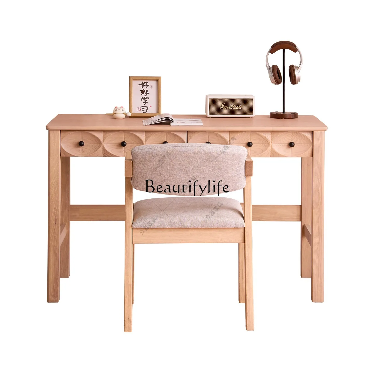 All solid wood household 55CM study table European bag writing against the wall desk dressing table integrated