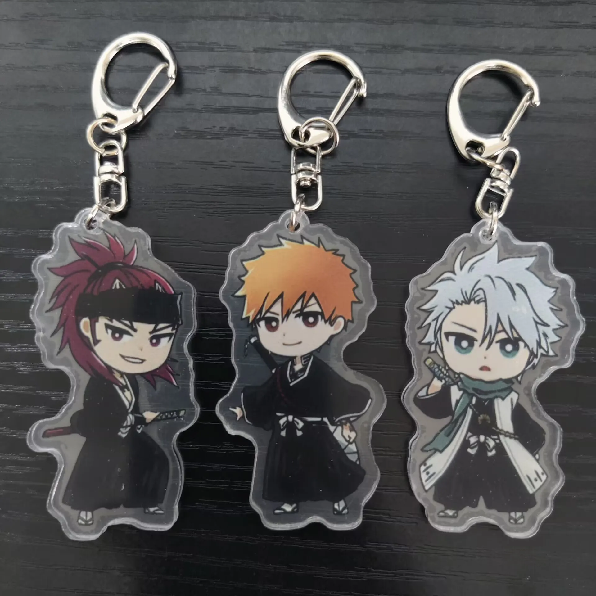 BLEACH Anime Figures Kurosaki Ichigo Candice Catnipp Cosplay Acrylic Keychains Kuchiki Byakuya Character Keyring Pendant Decor