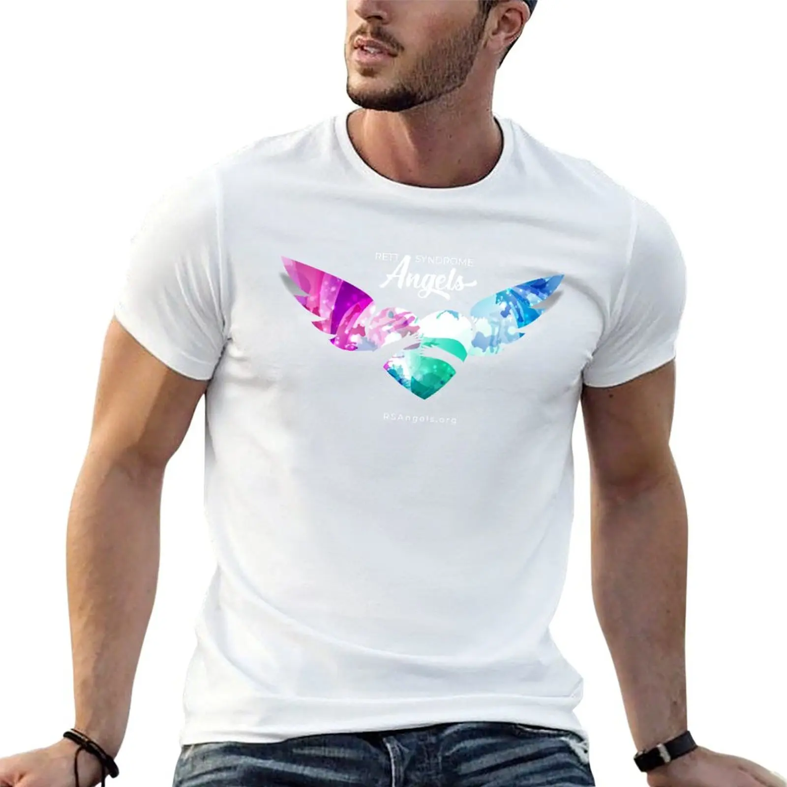 RS Angels Floating Heart T-Shirt Festive Simple T-Shirt